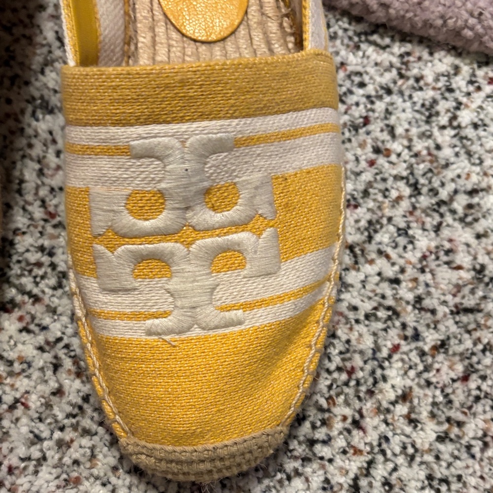 Tory Burch Yellow Canvas Logo Espadrilles - Picture 4 of 7